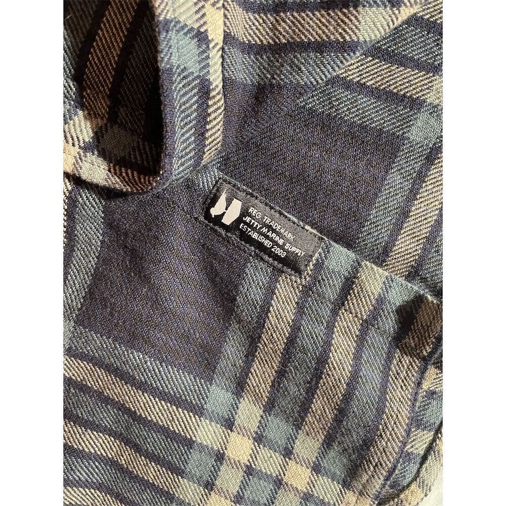 Men's Navy and Gray Plaid Button-Down Shirt - Picture 4 of 7